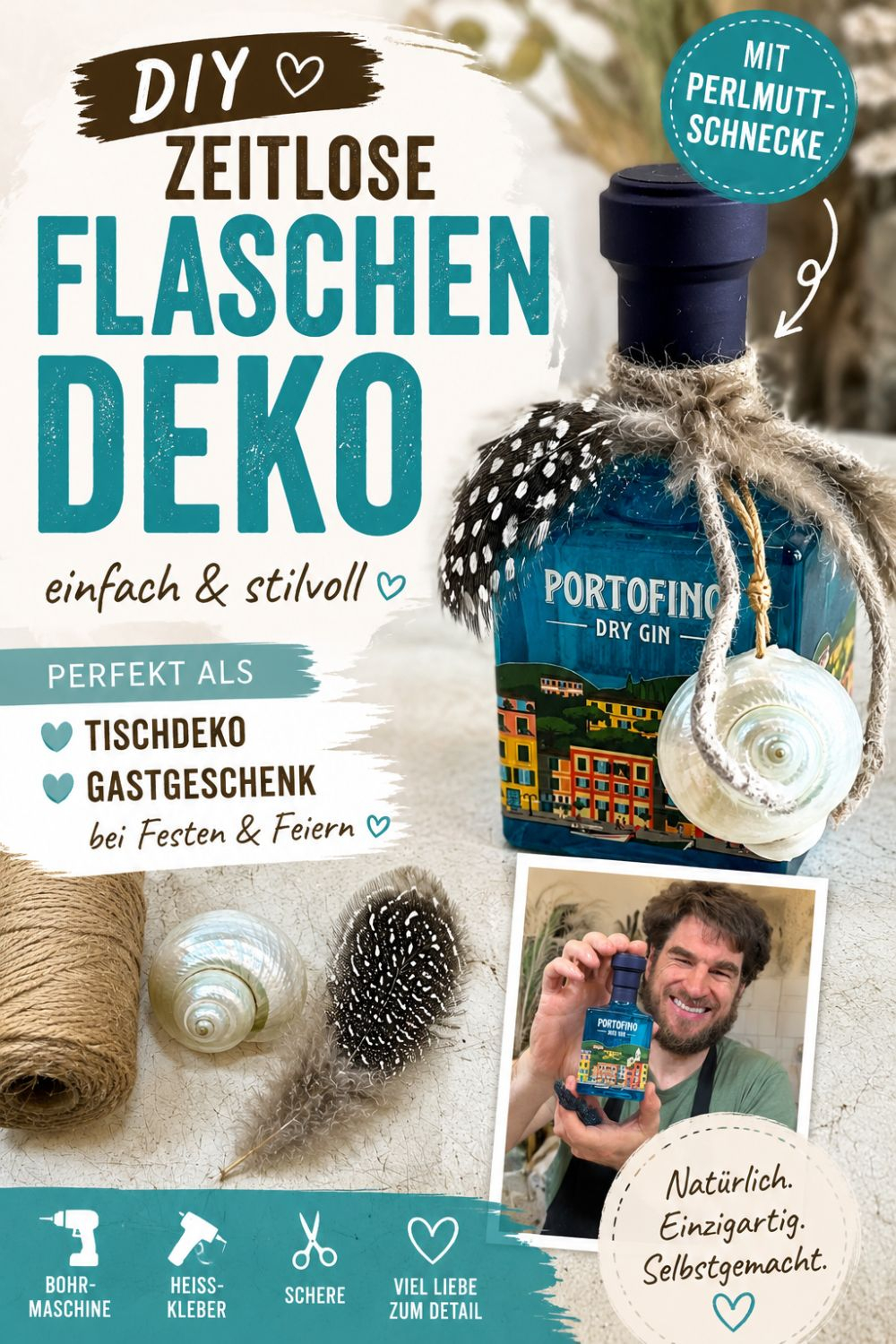Flasche dekorieren Tischdeko idee selber machen