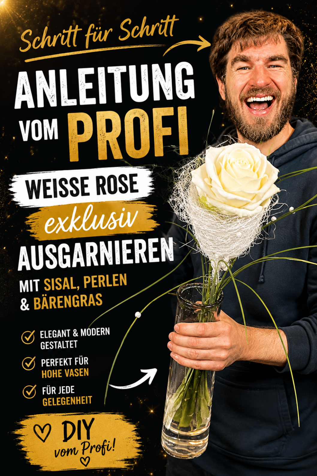 Rose schlicht ausgarnieren DIY Anleitung