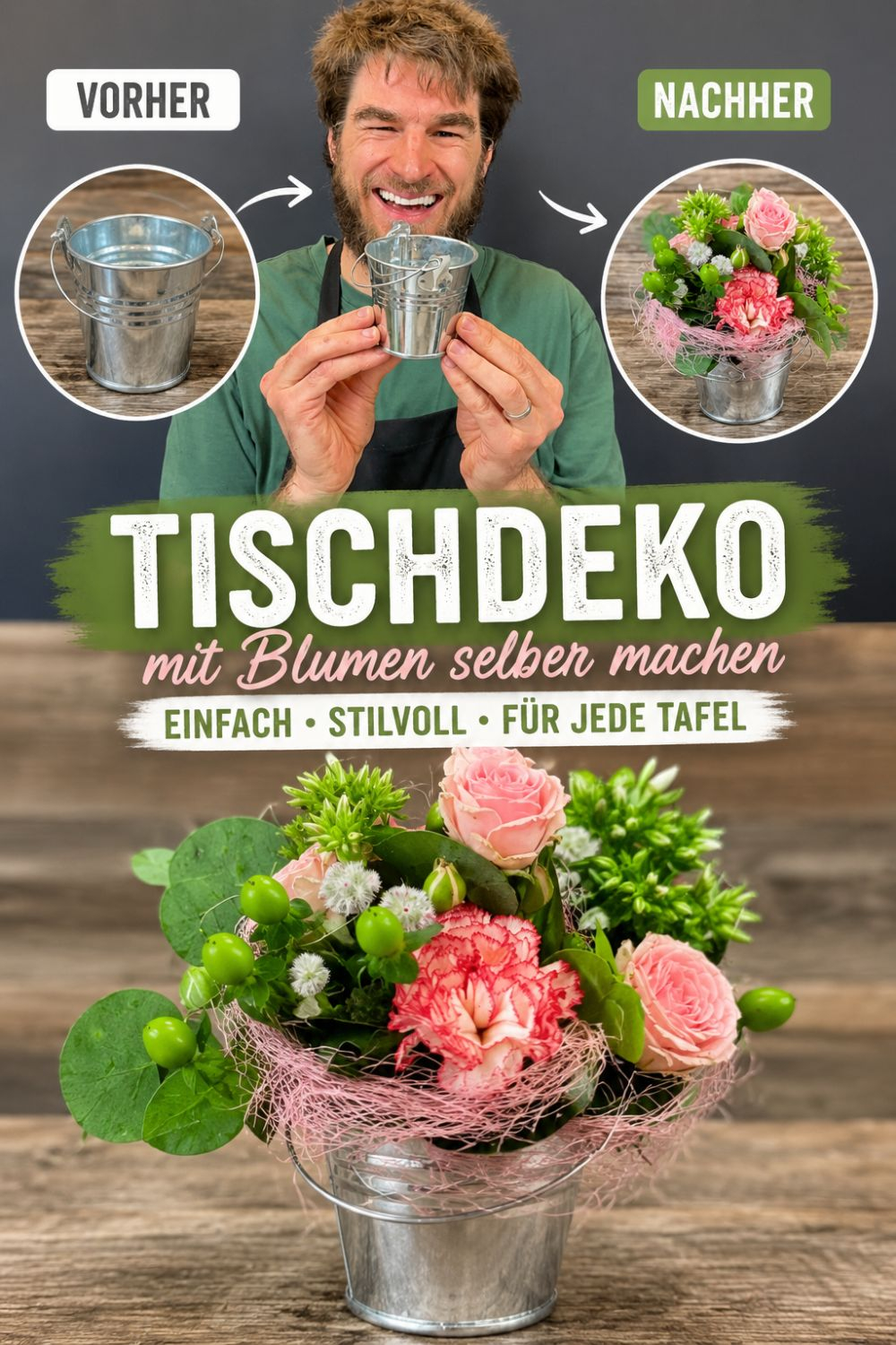Blumengesteck selber machen mit kleinen Rosen